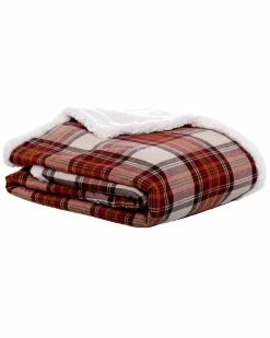 Best Pirce 😍 Eddie Bauer Edgewood Plaid Flannel Sherpa Throw Home Blankets & Throws 🎉