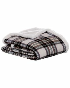 Hot Sale 😉 Eddie Bauer Edgewood Plaid Flannel Sherpa Throw Home Blankets & Throws 🔔