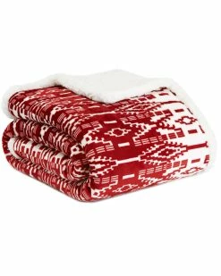 Outlet 😍 Eddie Bauer San Juan Red Sherpa Plush Throw Home Blankets & Throws 🔥