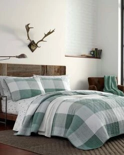 Promo 👏 Eddie Bauer Boulder Plaid Quilt Set Home Comforters & Quilts 🎁