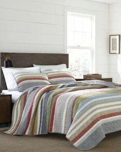 Cheap 🤩 Eddie Bauer Salmon Ladder Stripe Quilt Set Home Comforters & Quilts 🤩