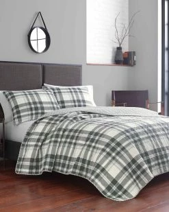 Cheapest ⌛ Eddie Bauer Coal Creek Plaid Quilt Set Home Comforters & Quilts 💯