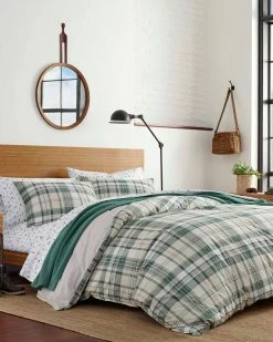 Best Pirce ✨ Eddie Bauer Timbers Plaid Green Duvet Cover Set Home Duvet Inserts & Duvets 😍