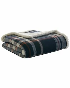 Flash Sale 🛒 Eddie Bauer Horizon Bay Navy Yarn Dye Sherpa Throw Home Blankets & Throws 👍
