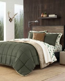 Flash Sale ⭐ Eddie Bauer Sherwood Green Micro Suede Comforter Set Home Comforters & Quilts 🧨