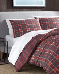 Budget 🛒 Eddie Bauer Timber Tartan Red Micro Suede Comforter Set Home Duvet Inserts & Duvets 😀