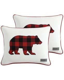 Brand new 😍 Eddie Bauer Cabin Plaid Bear 100% Cotton Canvas Pillow Cover Set Home Decorative Pillows 🛒