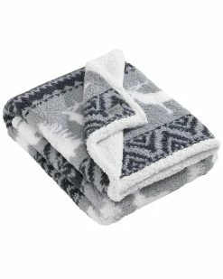 Cheap 🎉 Eddie Bauer Woodland Fair Isle Sherpa-Reversible Throw Blanket Home Blankets & Throws 😍