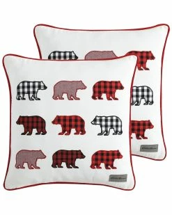 Brand new ✨ Eddie Bauer Cabin Plaid Bear Picnic 100% Cotton Canvas Pillow Cover Set Home Decorative Pillows ⭐