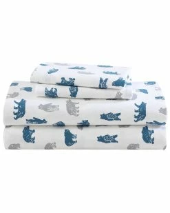 Outlet ❤️ Eddie Bauer Bear Mountain 100% Cotton Flannel Sheet Set Home Sheets 😍